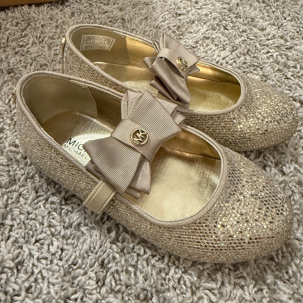 Michael Kors Gold Glitter Kids Dress Shoes